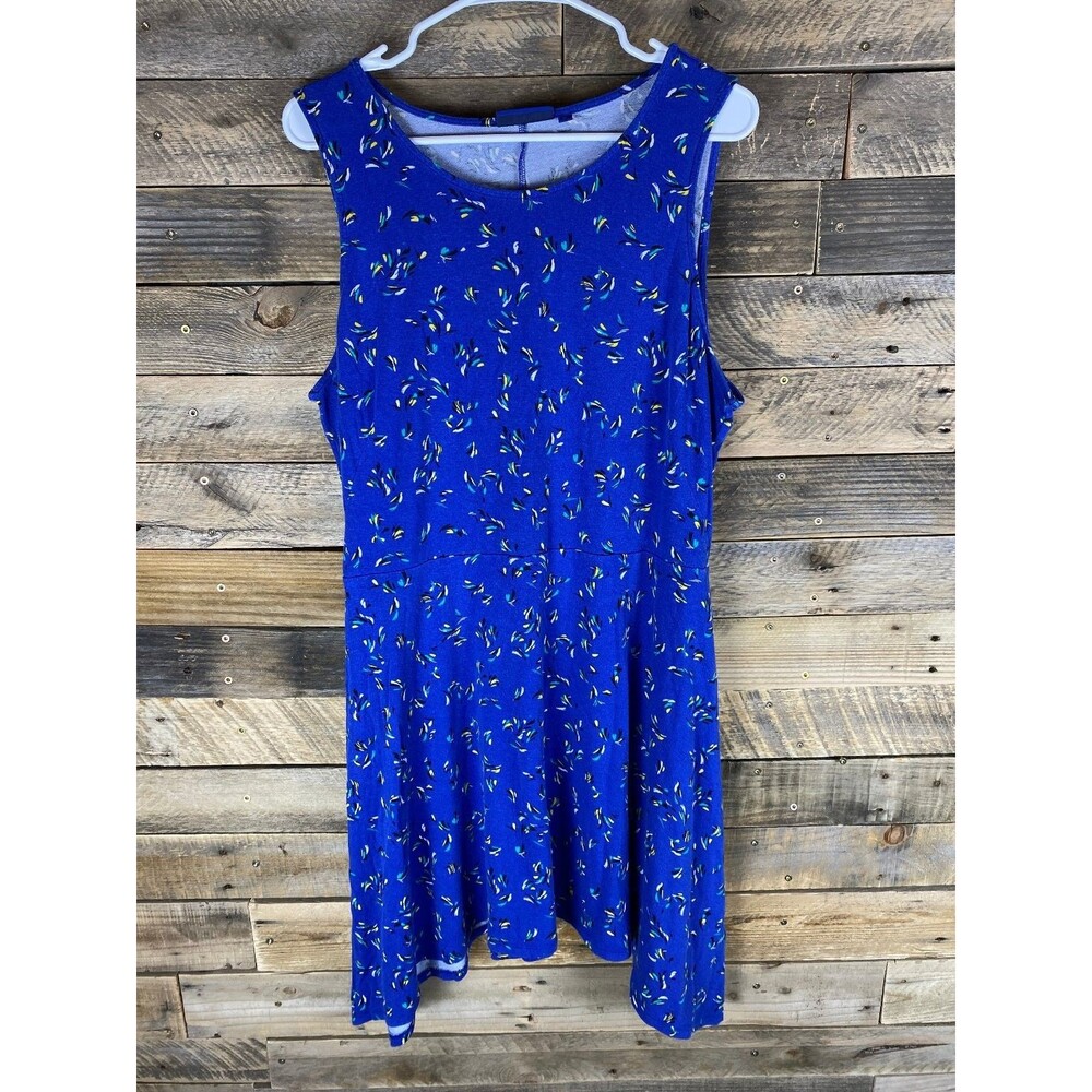 Apt. 9 Women's Blue Sleeveless Floral Print Dress XL Rayon Spandex